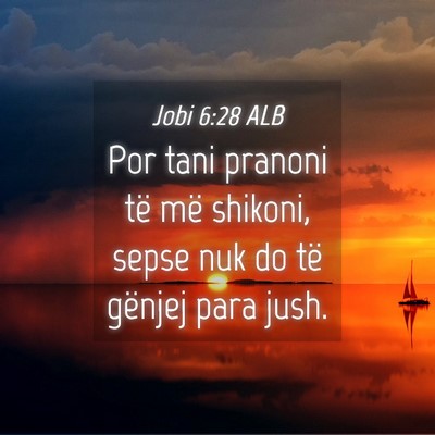 Picture 04 - Jobi 6:28 ALB - Por tani pranoni të më shikoni, sepse nuk do - Bible Verse Picture