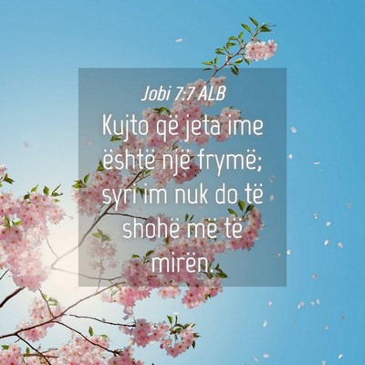 Picture 04 - Jobi 7:7 ALB - Kujto që jeta ime është një frymë; syri im - Bible Verse Picture