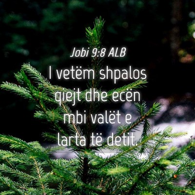 Picture 04 - Jobi 9:8 ALB - I vetëm shpalos qiejt dhe ecën mbi valët e - Bible Verse Picture