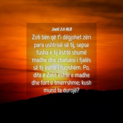 Picture 04 - Joeli 2:11 ALB - Zoti bën që t’i dëgjohet zëri para - Bible Verse Picture