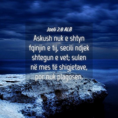Picture 04 - Joeli 2:8 ALB - Askush nuk e shtyn fqinjin e tij, secili ndjek - Bible Verse Picture