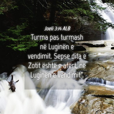 Picture 04 - Joeli 3:14 ALB - Turma pas turmash në Luginën e vendimit. Sepse - Bible Verse Picture