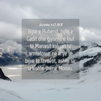 Picture 04 - Jozueu 4:12 ALB - Bijtë e Rubenit, bijtë e Gadit dhe gjysma e - Bible Verse Picture