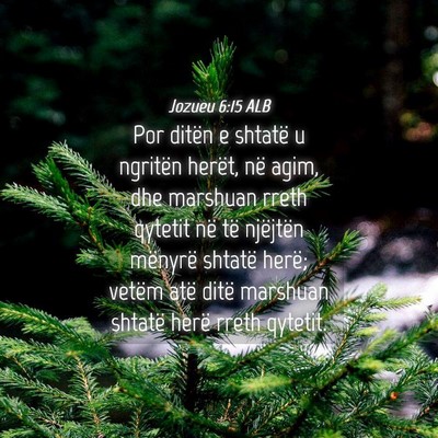 Picture 04 - Jozueu 6:15 ALB - Por ditën e shtatë u ngritën herët, në agim, - Bible Verse Picture