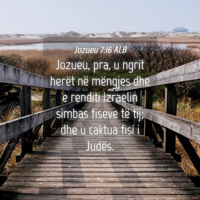 Picture 04 - Jozueu 7:16 ALB - Jozueu, pra, u ngrit herët në mëngjes dhe e - Bible Verse Picture