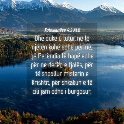 Picture 04 - Kolosianëve 4:3 ALB - Dhe duke u lutur në të njëtën kohë edhe për - Bible Verse Picture