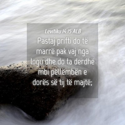Picture 04 - Levitiku 14:15 ALB - Pastaj prifti do të marrë pak vaj nga logu dhe - Bible Verse Picture