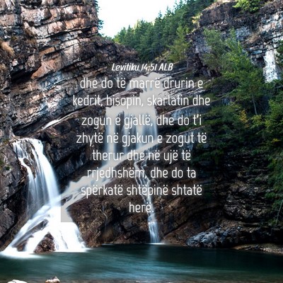 Picture 04 - Levitiku 14:51 ALB - dhe do të marrë drurin e kedrit, hisopin, - Bible Verse Picture