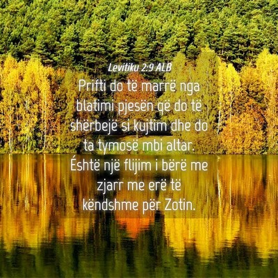Picture 04 - Levitiku 2:9 ALB - Prifti do të marrë nga blatimi pjesën që do - Bible Verse Picture