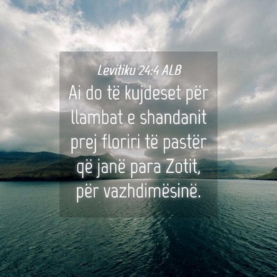 Picture 04 - Levitiku 24:4 ALB - Ai do të kujdeset për llambat e shandanit prej - Bible Verse Picture