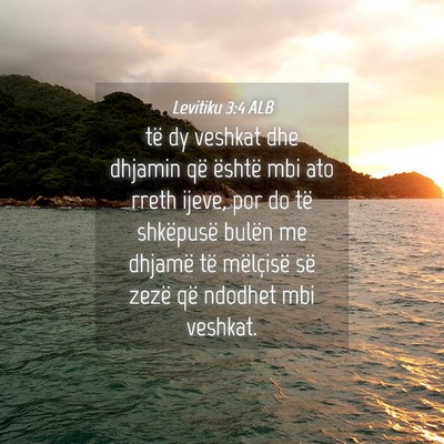 Picture 04 - Levitiku 3:4 ALB - të dy veshkat dhe dhjamin që është mbi ato - Bible Verse Picture
