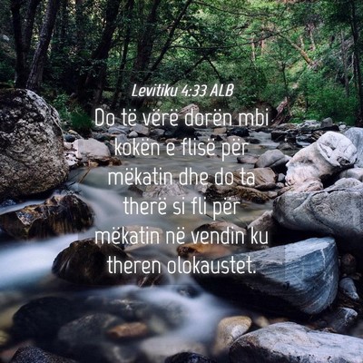 Picture 04 - Levitiku 4:33 ALB - Do të vërë dorën mbi kokën e flisë për - Bible Verse Picture