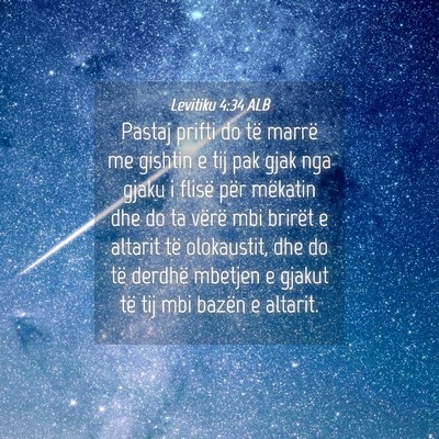 Picture 04 - Levitiku 4:34 ALB - Pastaj prifti do të marrë me gishtin e tij pak - Bible Verse Picture