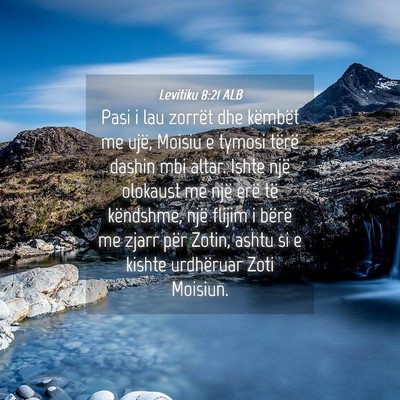 Picture 04 - Levitiku 8:21 ALB - Pasi i lau zorrët dhe këmbët me ujë, Moisiu e - Bible Verse Picture