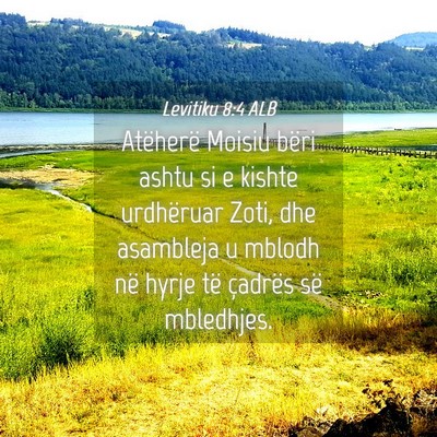 Picture 04 - Levitiku 8:4 ALB - Atëherë Moisiu bëri ashtu si e kishte - Bible Verse Picture