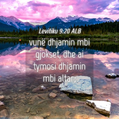 Picture 04 - Levitiku 9:20 ALB - vunë dhjamin mbi gjokset, dhe ai tymosi dhjamin - Bible Verse Picture