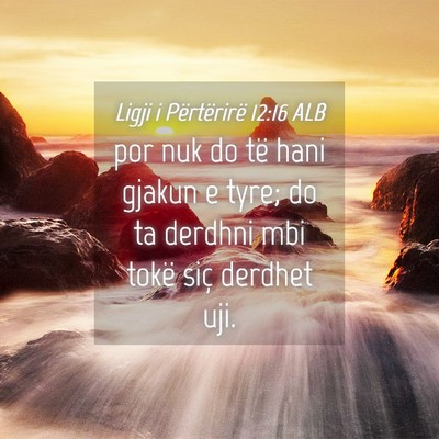 Picture 04 - Ligji i Përtërirë 12:16 ALB - por nuk do të hani gjakun e tyre; do ta derdhni - Bible Verse Picture