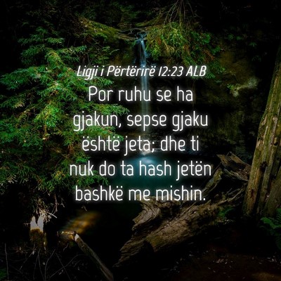 Picture 04 - Ligji i Përtërirë 12:23 ALB - Por ruhu se ha gjakun, sepse gjaku është jeta; - Bible Verse Picture