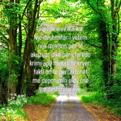 Picture 04 - Ligji i Përtërirë 19:15 ALB - Një dëshmitar i vetëm nuk mjafton për të - Bible Verse Picture