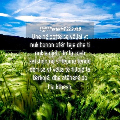 Picture 04 - Ligji i Përtërirë 22:2 ALB - Dhe në qoftë se vëllai yt nuk banon afër teje - Bible Verse Picture