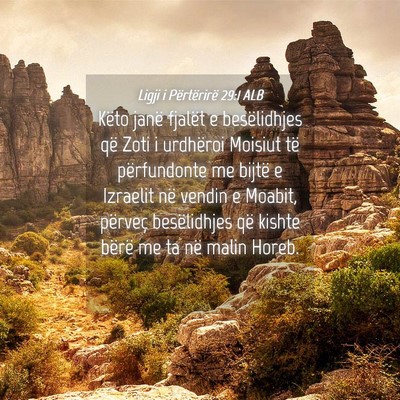 Picture 04 - Ligji i Përtërirë 29:1 ALB - Këto janë fjalët e besëlidhjes që Zoti i - Bible Verse Picture