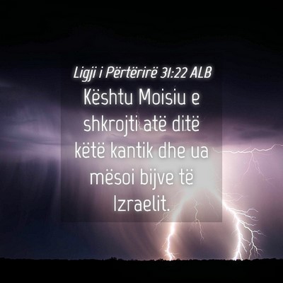 Picture 04 - Ligji i Përtërirë 31:22 ALB - Kështu Moisiu e shkrojti atë ditë këtë - Bible Verse Picture