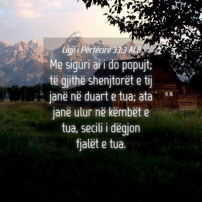 Picture 04 - Ligji i Përtërirë 33:3 ALB - Me siguri ai i do popujt; të gjithë shenjtorët - Bible Verse Picture