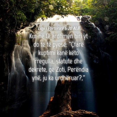 Picture 04 - Ligji i Përtërirë 6:20 ALB - Kur në të ardhmen biri yt do të të pyesë: - Bible Verse Picture