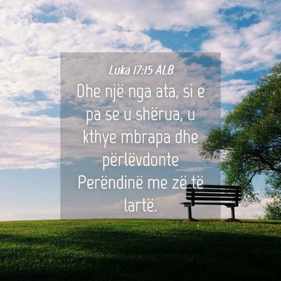 Picture 04 - Luka 17:15 ALB - Dhe një nga ata, si e pa se u shërua, u kthye - Bible Verse Picture