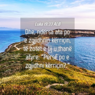 Picture 04 - Luka 19:33 ALB - Dhe, ndërsa ata po e zgjidhnin kërriçin, të - Bible Verse Picture