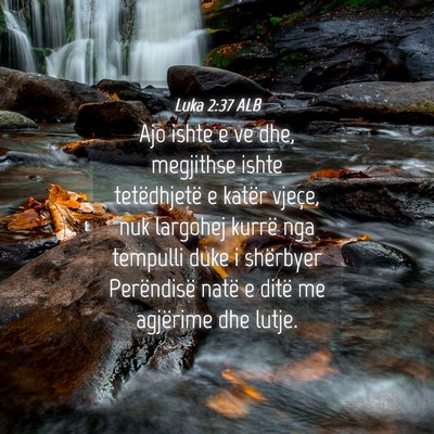 Picture 04 - Luka 2:37 ALB - Ajo ishte e ve dhe, megjithse ishte tetëdhjetë - Bible Verse Picture