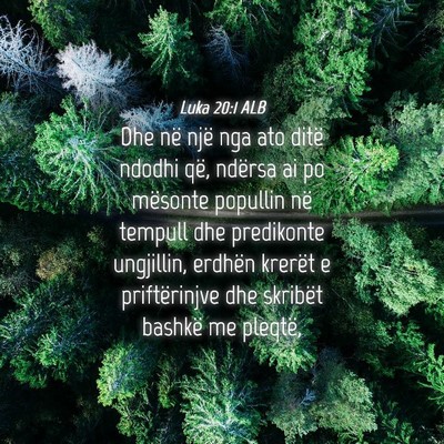 Picture 04 - Luka 20:1 ALB - Dhe në një nga ato ditë ndodhi që, ndërsa ai - Bible Verse Picture