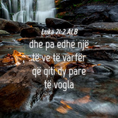 Picture 04 - Luka 21:2 ALB - dhe pa edhe një të ve të varfër që qiti dy - Bible Verse Picture