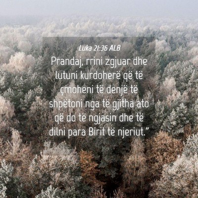 Picture 04 - Luka 21:36 ALB - Prandaj, rrini zgjuar dhe lutuni kurdoherë që - Bible Verse Picture
