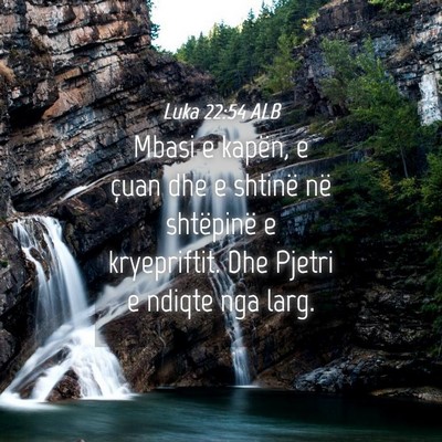 Picture 04 - Luka 22:54 ALB - Mbasi e kapën, e çuan dhe e shtinë në - Bible Verse Picture