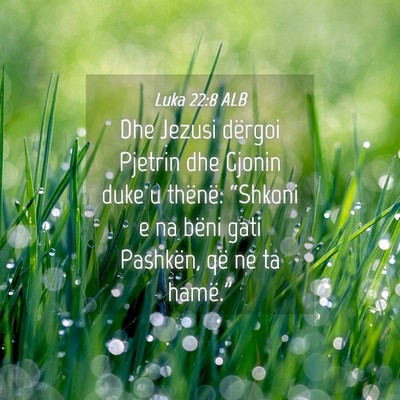 Picture 04 - Luka 22:8 ALB - Dhe Jezusi dërgoi Pjetrin dhe Gjonin duke u - Bible Verse Picture