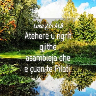 Picture 04 - Luka 23:1 ALB - Atëherë u ngrit gjithë asambleja dhe e çuan - Bible Verse Picture
