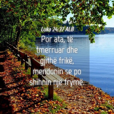 Picture 04 - Luka 24:37 ALB - Por ata, të tmerruar dhe gjithë frikë, - Bible Verse Picture