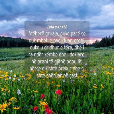 Picture 04 - Luka 8:47 ALB - Atëherë gruaja, duke parë se nuk mbeti e - Bible Verse Picture