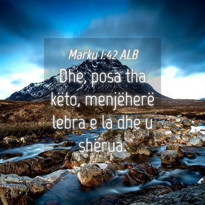 Picture 04 - Marku 1:42 ALB - Dhe, posa tha këto, menjëherë lebra e la dhe u - Bible Verse Picture