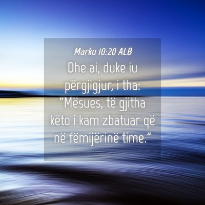 Picture 04 - Marku 10:20 ALB - Dhe ai, duke iu përgjigjur, i tha: “Mësues, - Bible Verse Picture