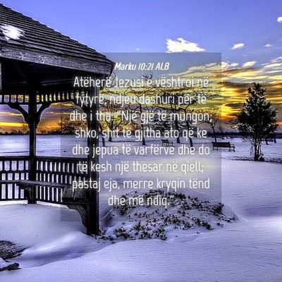 Picture 04 - Marku 10:21 ALB - Atëherë Jezusi e vështroi në fytyrë, ndjeu - Bible Verse Picture