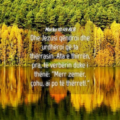 Picture 04 - Marku 10:49 ALB - Dhe Jezusi qëndroi dhe urdhëroi që ta - Bible Verse Picture