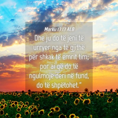 Picture 04 - Marku 13:13 ALB - Dhe ju do të jeni të urryer nga të gjithë - Bible Verse Picture