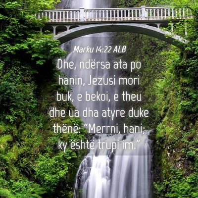Picture 04 - Marku 14:22 ALB - Dhe, ndërsa ata po hanin, Jezusi mori buk, e - Bible Verse Picture