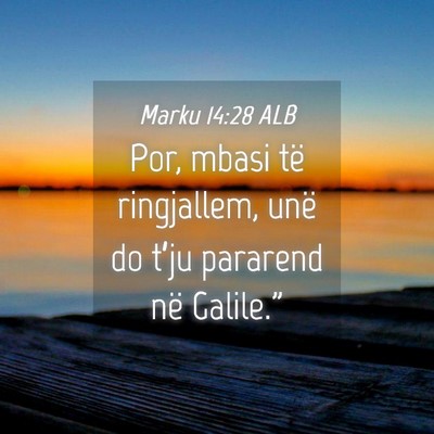 Picture 04 - Marku 14:28 ALB - Por, mbasi të ringjallem, unë do t’ju - Bible Verse Picture
