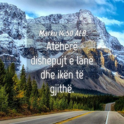 Picture 04 - Marku 14:50 ALB - Atëherë dishepujt e lanë dhe ikën të - Bible Verse Picture
