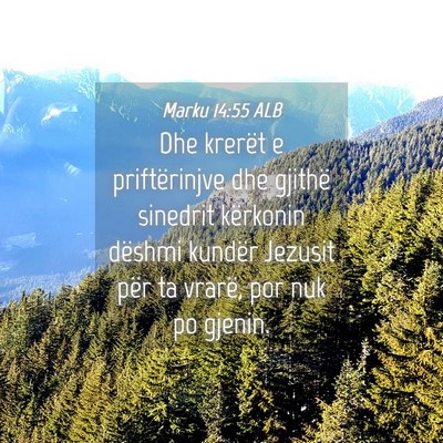 Picture 04 - Marku 14:55 ALB - Dhe krerët e priftërinjve dhe gjithë sinedrit - Bible Verse Picture