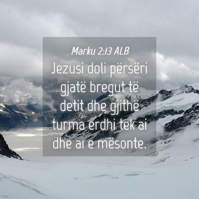 Picture 04 - Marku 2:13 ALB - Jezusi doli përsëri gjatë bregut të detit dhe - Bible Verse Picture