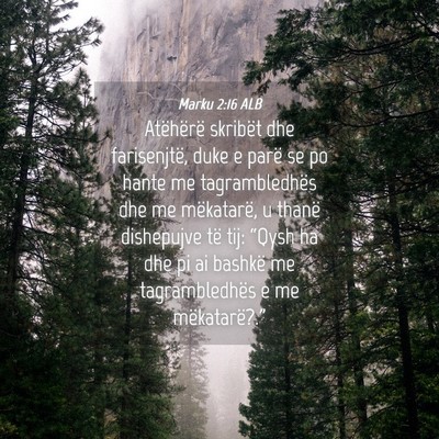 Picture 04 - Marku 2:16 ALB - Atëhërë skribët dhe farisenjtë, duke e parë - Bible Verse Picture